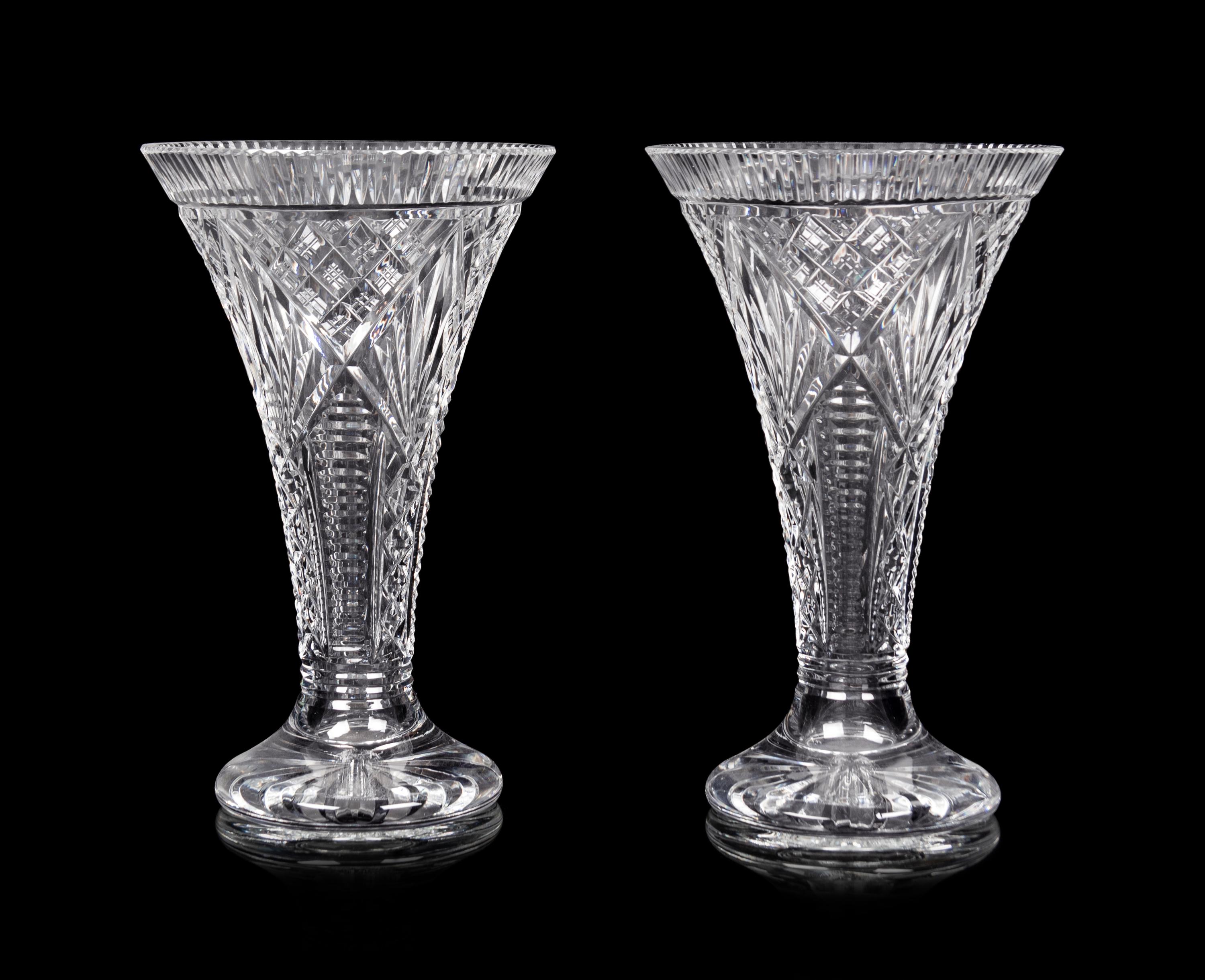 A Pair of Waterford Cut Glass Vases
