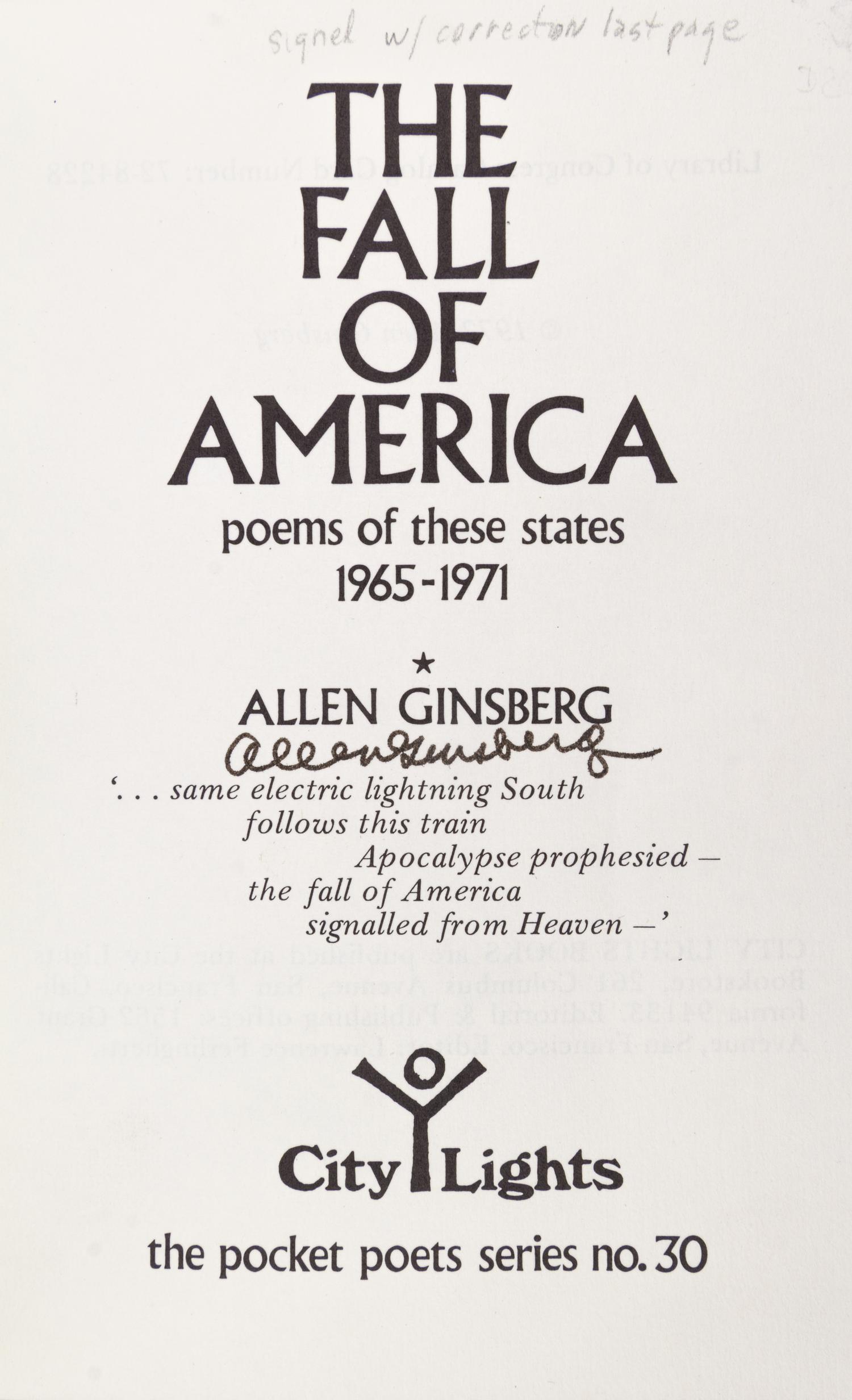 GINSBERG, ALLEN. Three books by Ginsberg, all signed, two annotated.