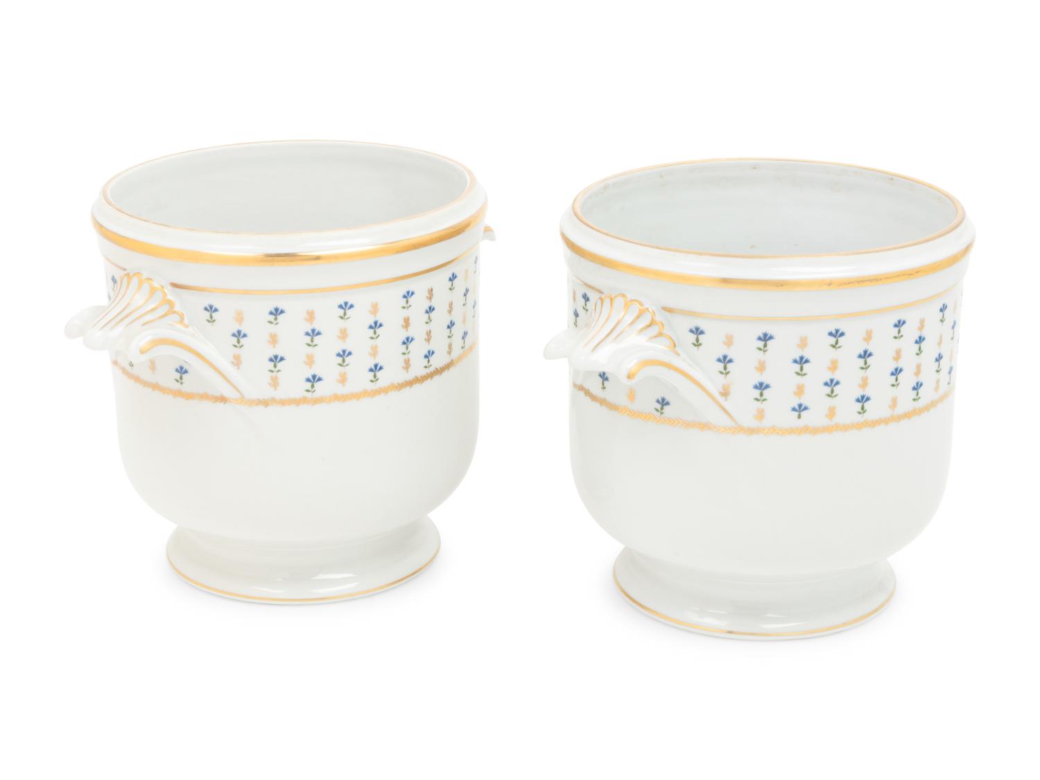 A Pair of Limoges Porcelain Cache Pots