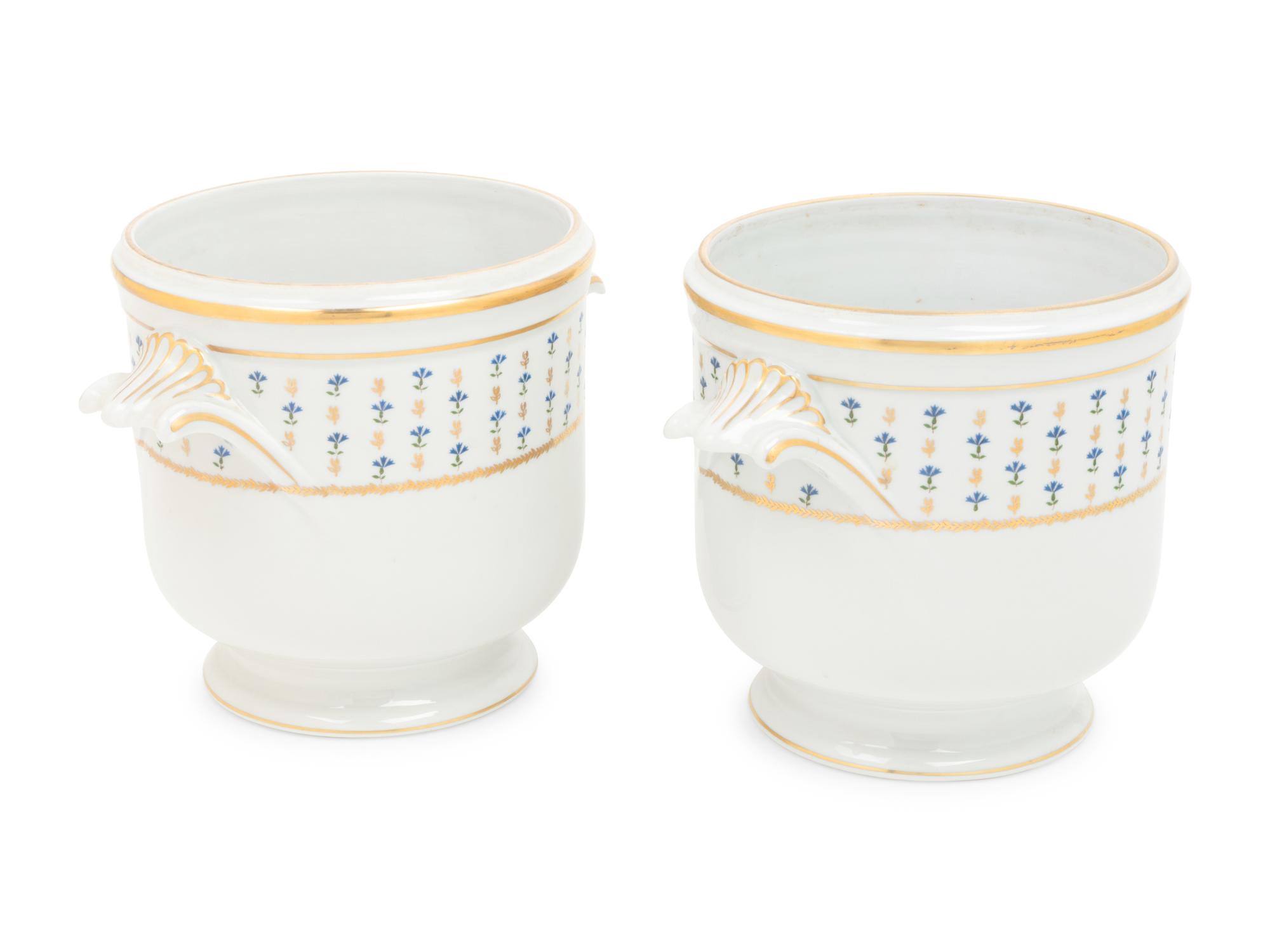 A Pair of Limoges Porcelain Cache Pots