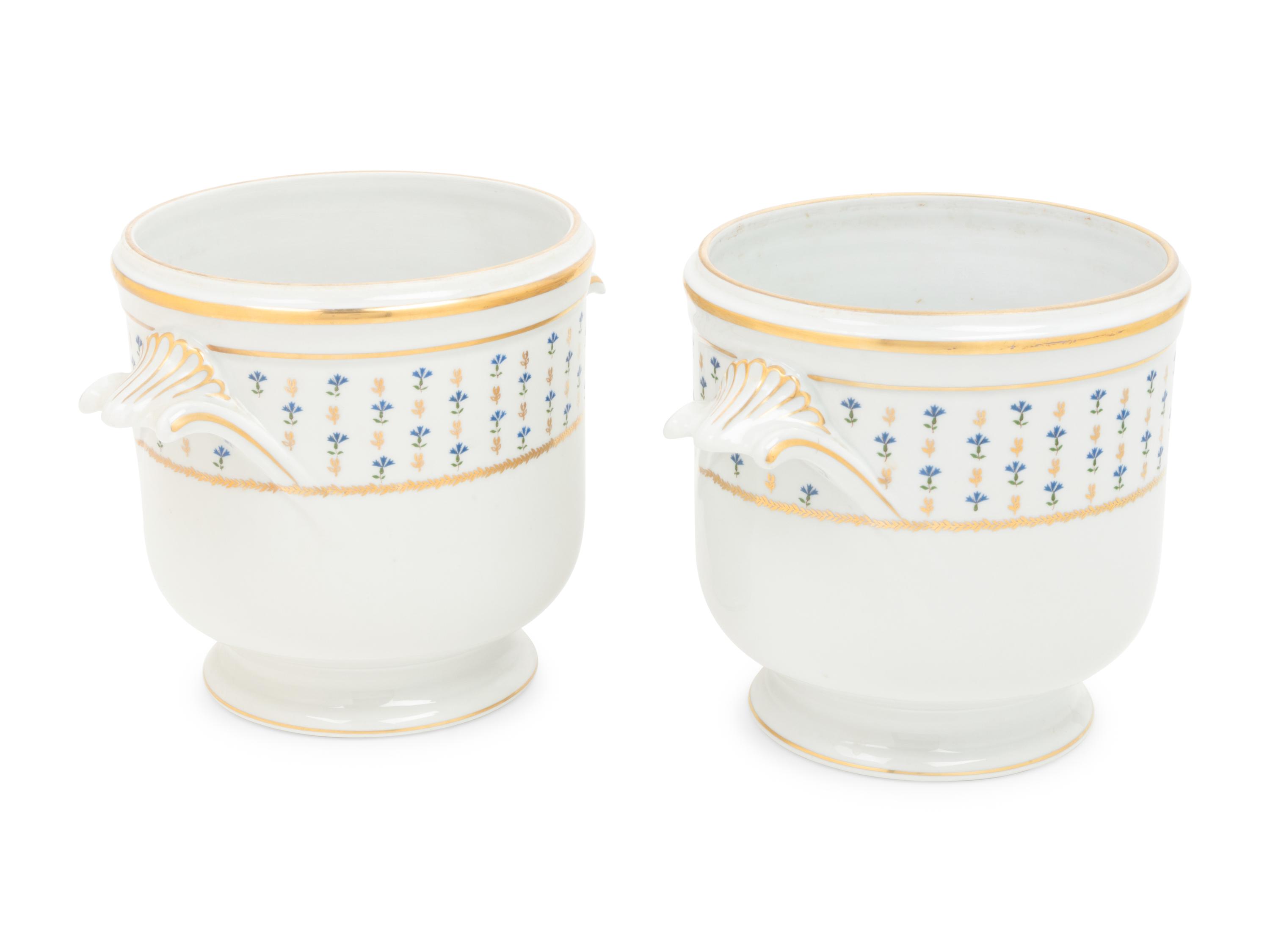 A Pair of Limoges Porcelain Cache Pots