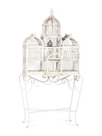 A White Painted Wood Birdcage