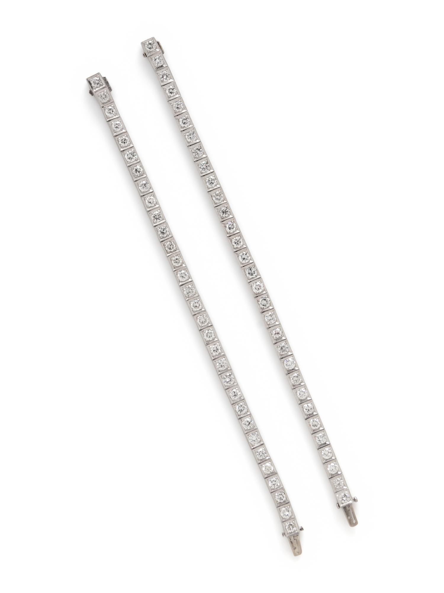 PAIR OF DIAMOND AND PLATINUM BRACELETS