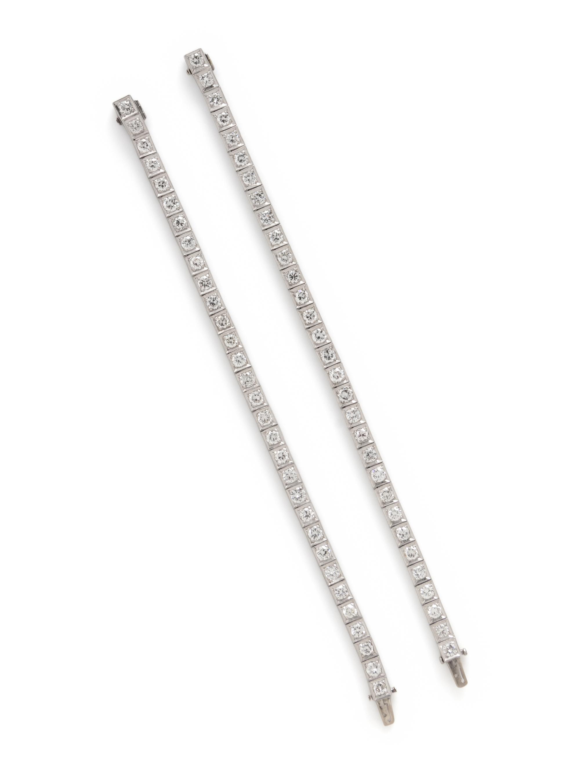 PAIR OF DIAMOND AND PLATINUM BRACELETS