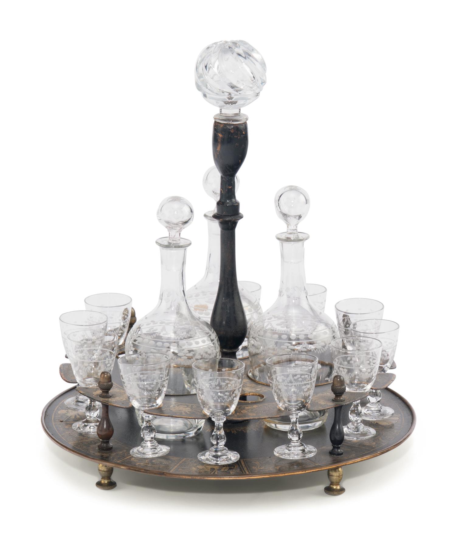 A Painted Tôle Cordial Caddy