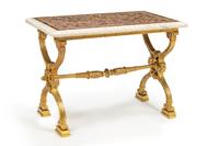 A Baltic Style Gilt Metal Table with an Amethyst and Marble Top
