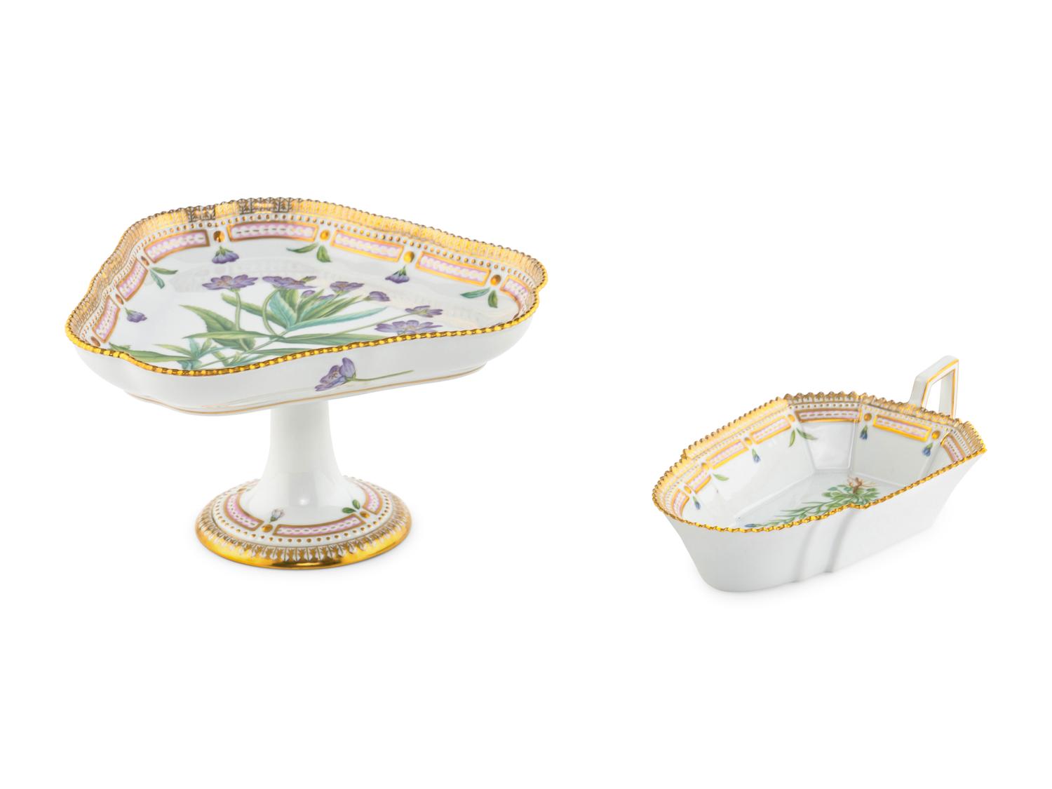 Two Royal Copenhagen Flora Danica Porcelain Table Articles