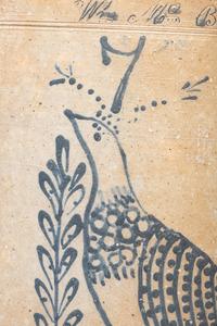 An Extremely Rare William McBurney Seven-Gallon Stoneware 'Bird' Churn