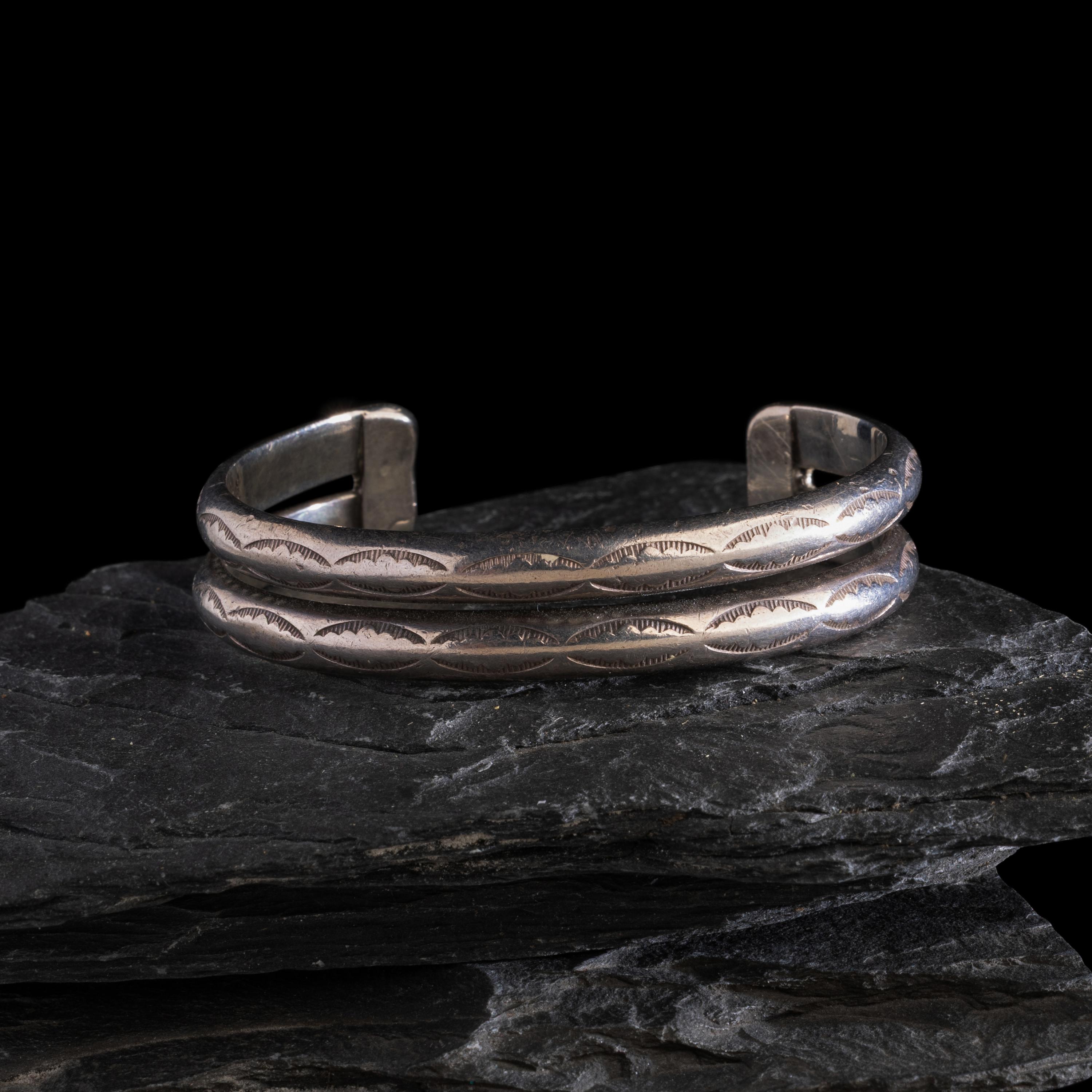 Navajo Stamped Double Bangle Ingot Cuff Bracelet