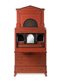 A North European Red-Painted Bureau Cabinet