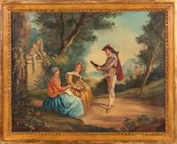 A Louis XVI Style Painted and Parcel Gilt Trumeau Mirror