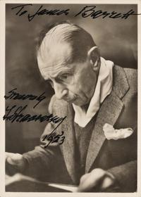 STRAVINSKY, Igor (1882-1971). Photographic portrait, signed (“I. Stravinsky”), 1953.