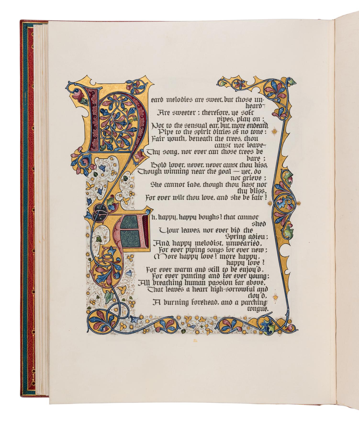 SANGORSKI, Alberto, calligrapher and illuminator. -- KEATS, John (1795-1821). "La Belle Dame sans Merci" -- "Ode on a Grecian Urn" -- "Ode to Psyche." London, 1928.