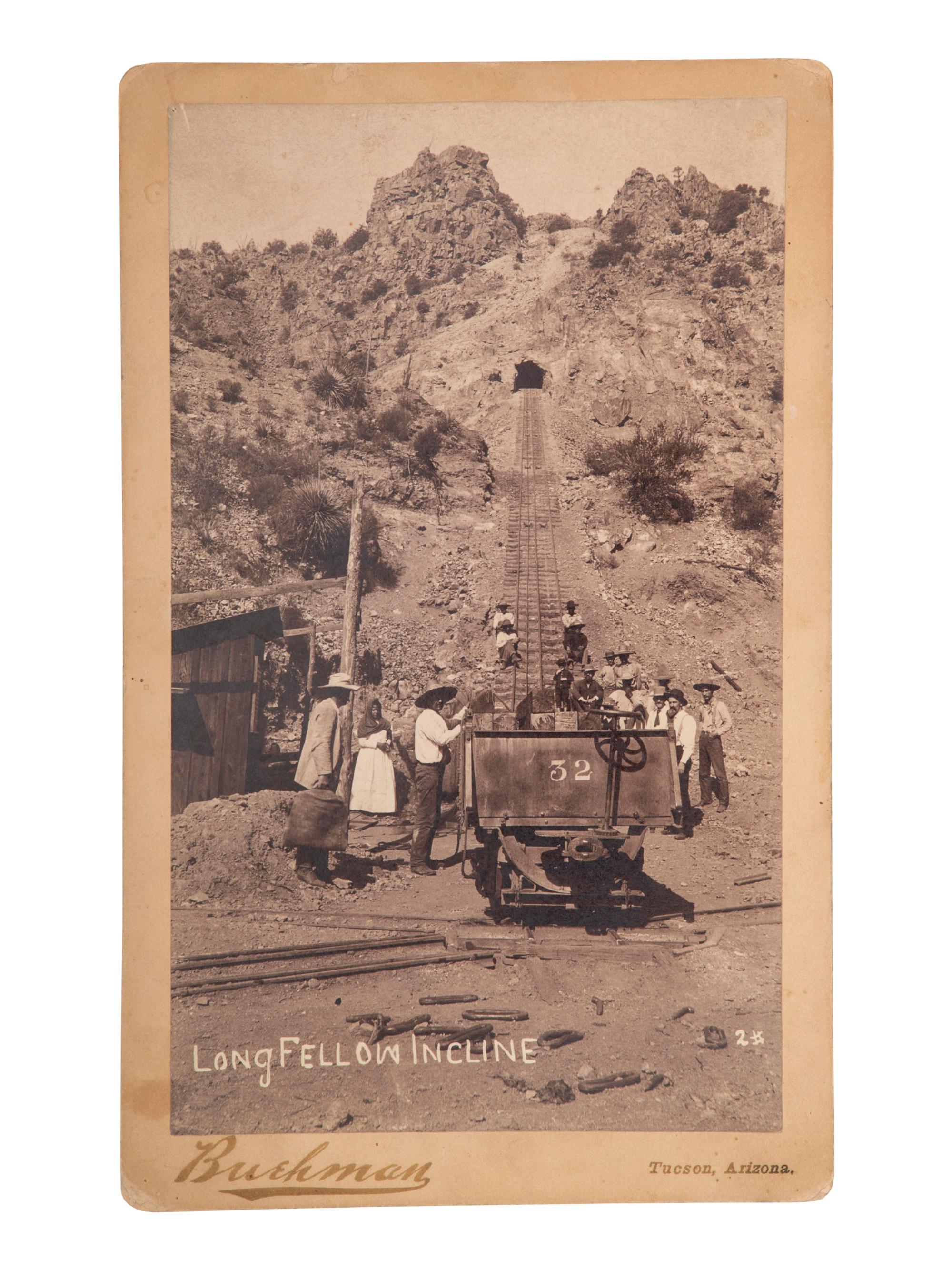 [WESTERN AMERICANA]. BUEHMAN, Henry (1851-1912), photographer. Boudoir photograph of Longfellow Mine Incline. Tucson, Arizona, n.d.