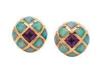 KABANA, OPAL AND AMETHYST EARCLIPS