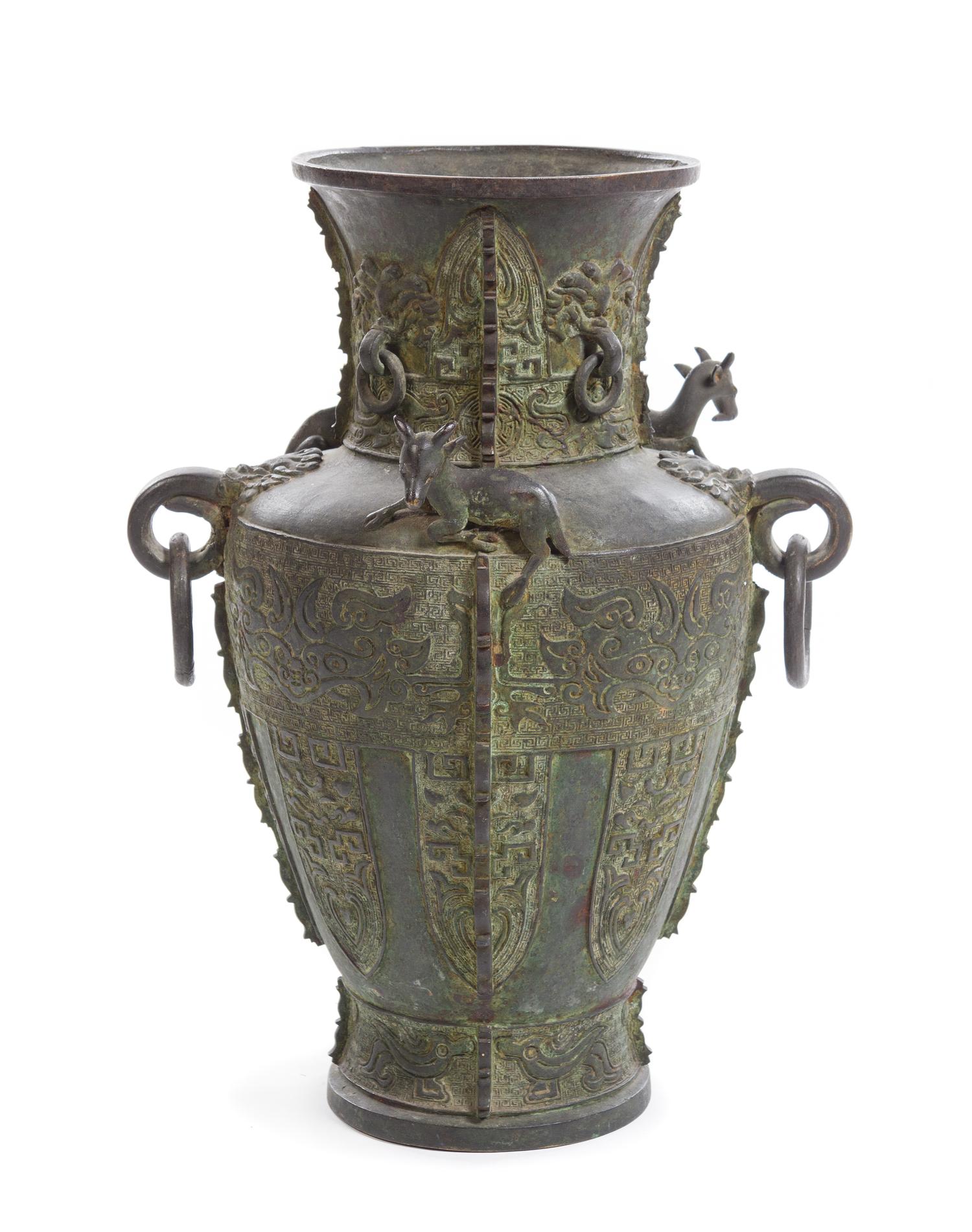 A Large Chinese Archaistic Bronze Vase MING DYNASTY OR EARLIER Height 20 inches. — MING DYNASTY OR EARLIER
