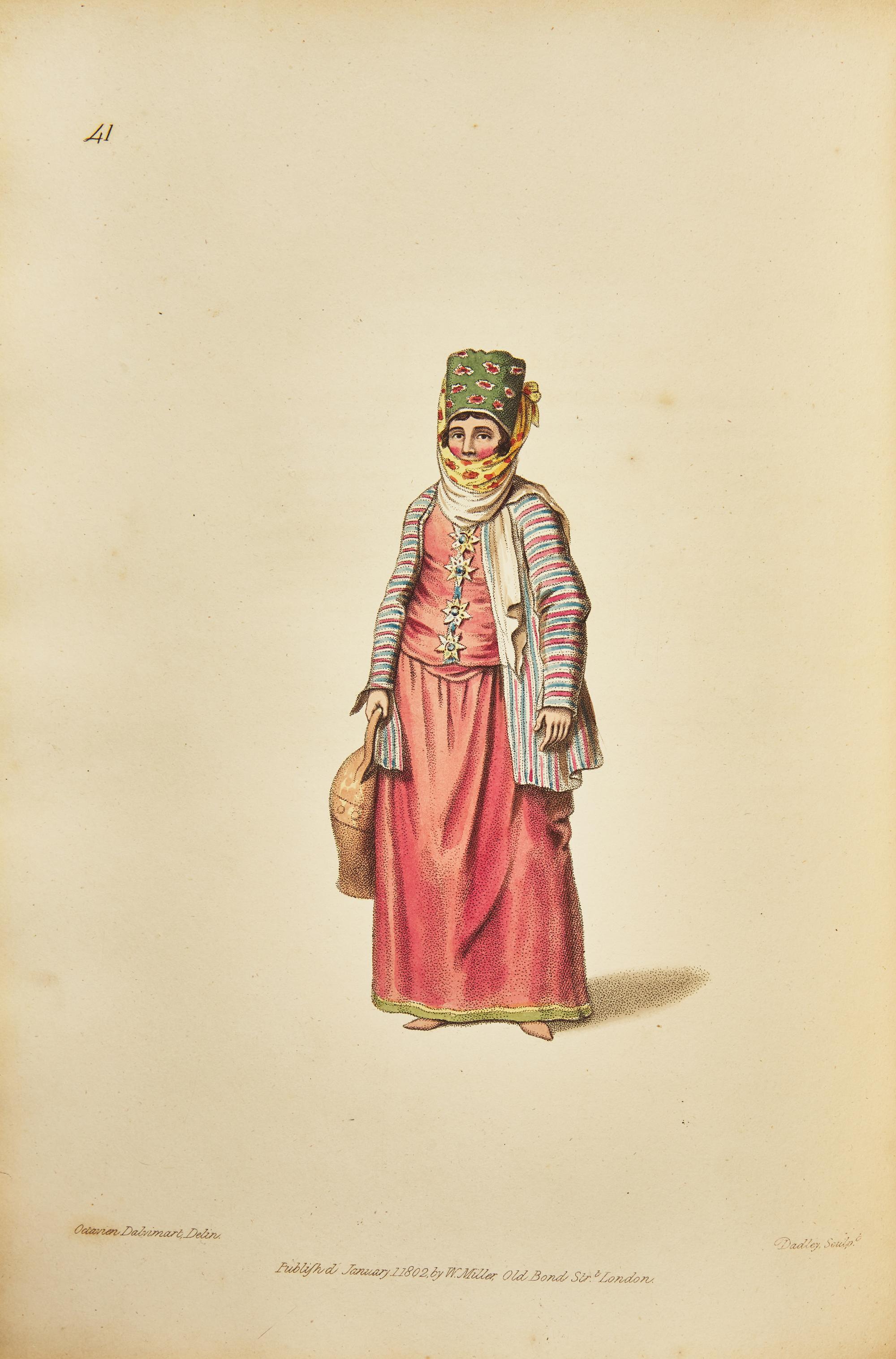 [TRAVEL & EXPLORATION] DALVIMART, Octavian. The Costume of Turkey. London: Printed for William Miller...by T. Bensley, 1802.