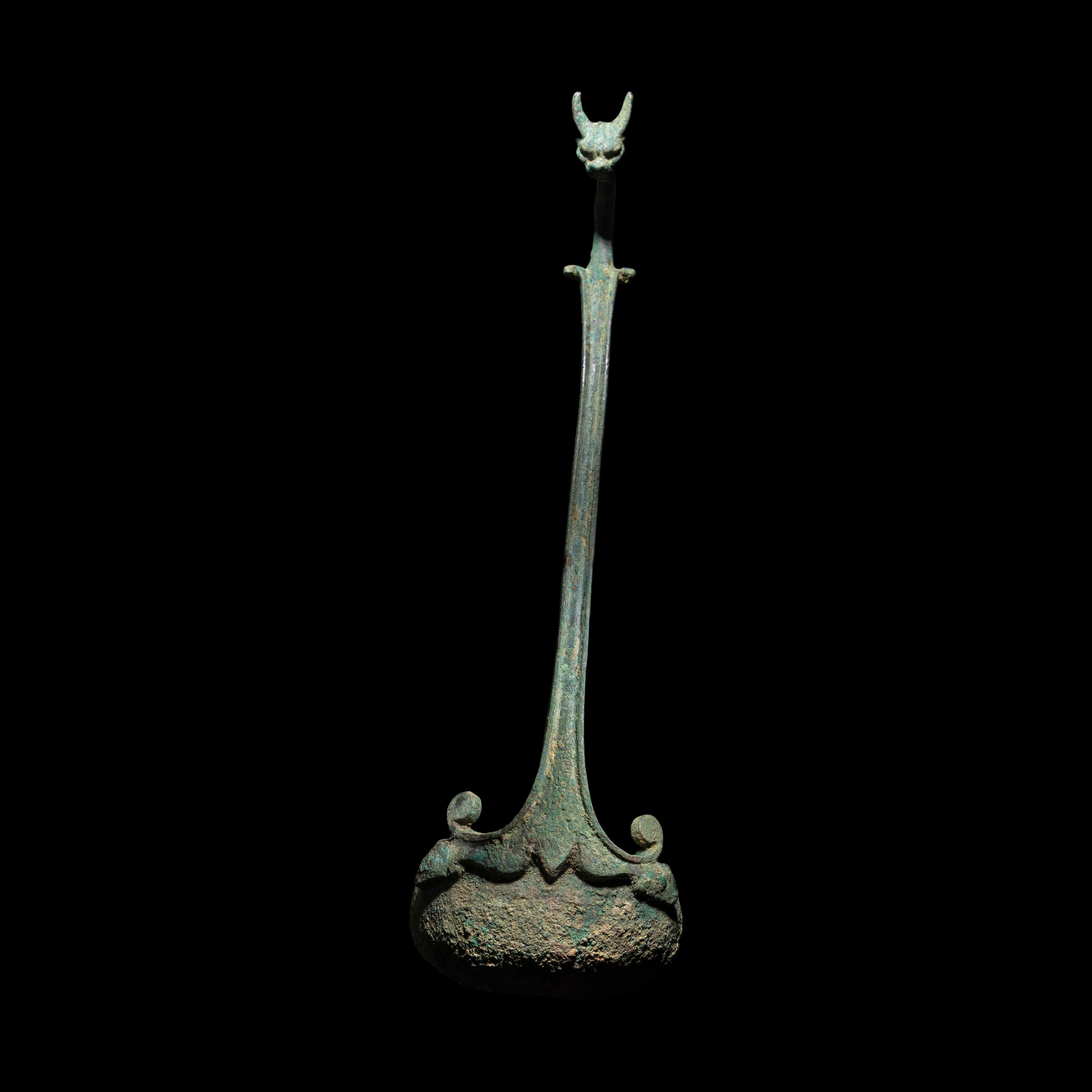 A Roman Bronze Ladle with Panther Handle