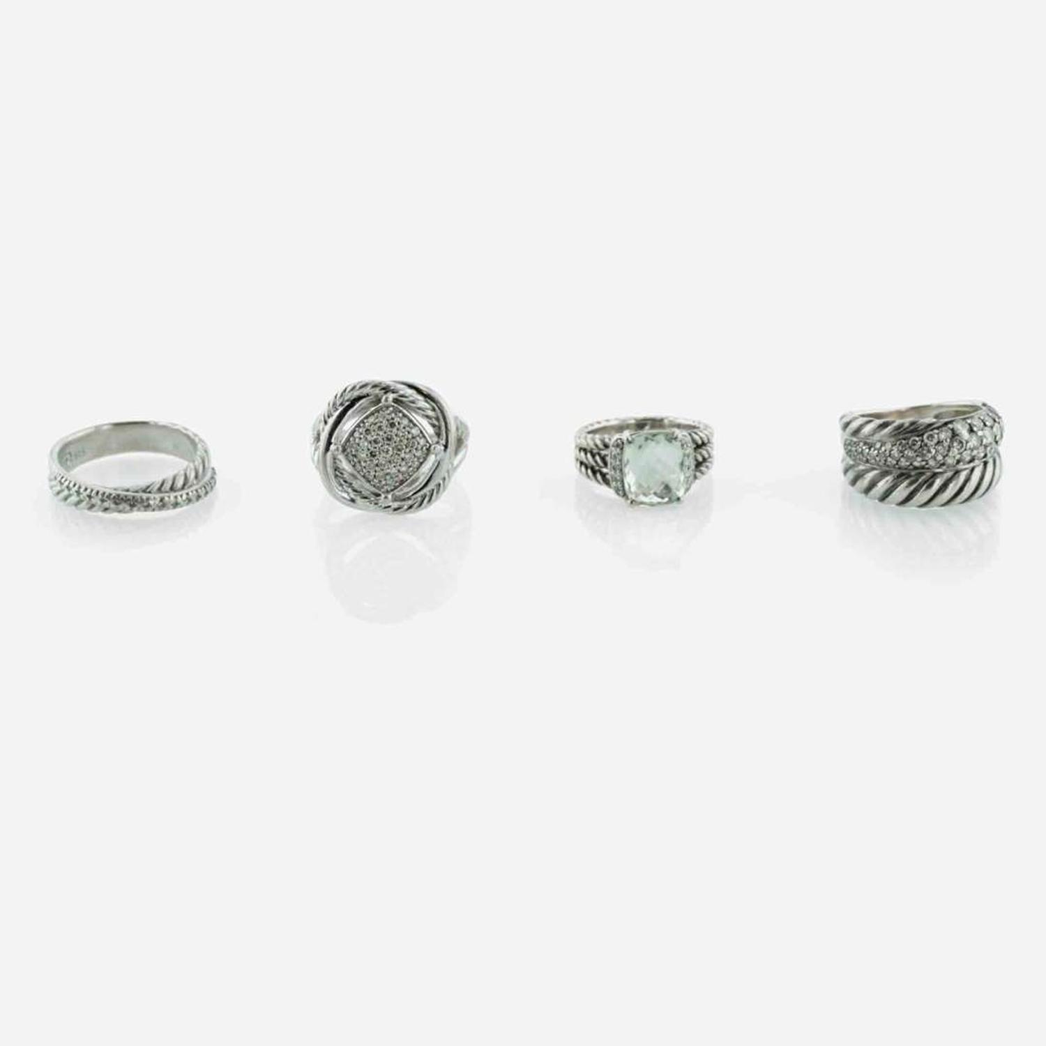 A Collection of Four Sterling Silver David Yurman Rings David Yurman