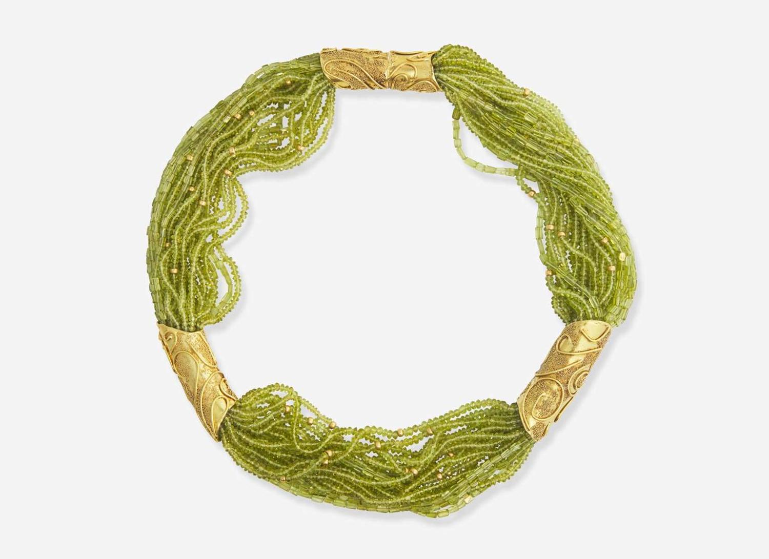 An Elizabeth Gage 18K Yellow Gold and Peridot Necklace