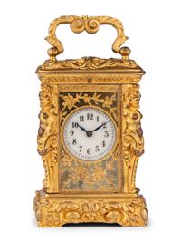 A French Miniature Gilt Bronze Eight-Day Carriage Clock