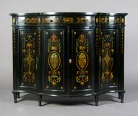 An Adam Style Ebonized Console Cabinet, Height 41 x width 54 1/2 x depth 16 inches.
