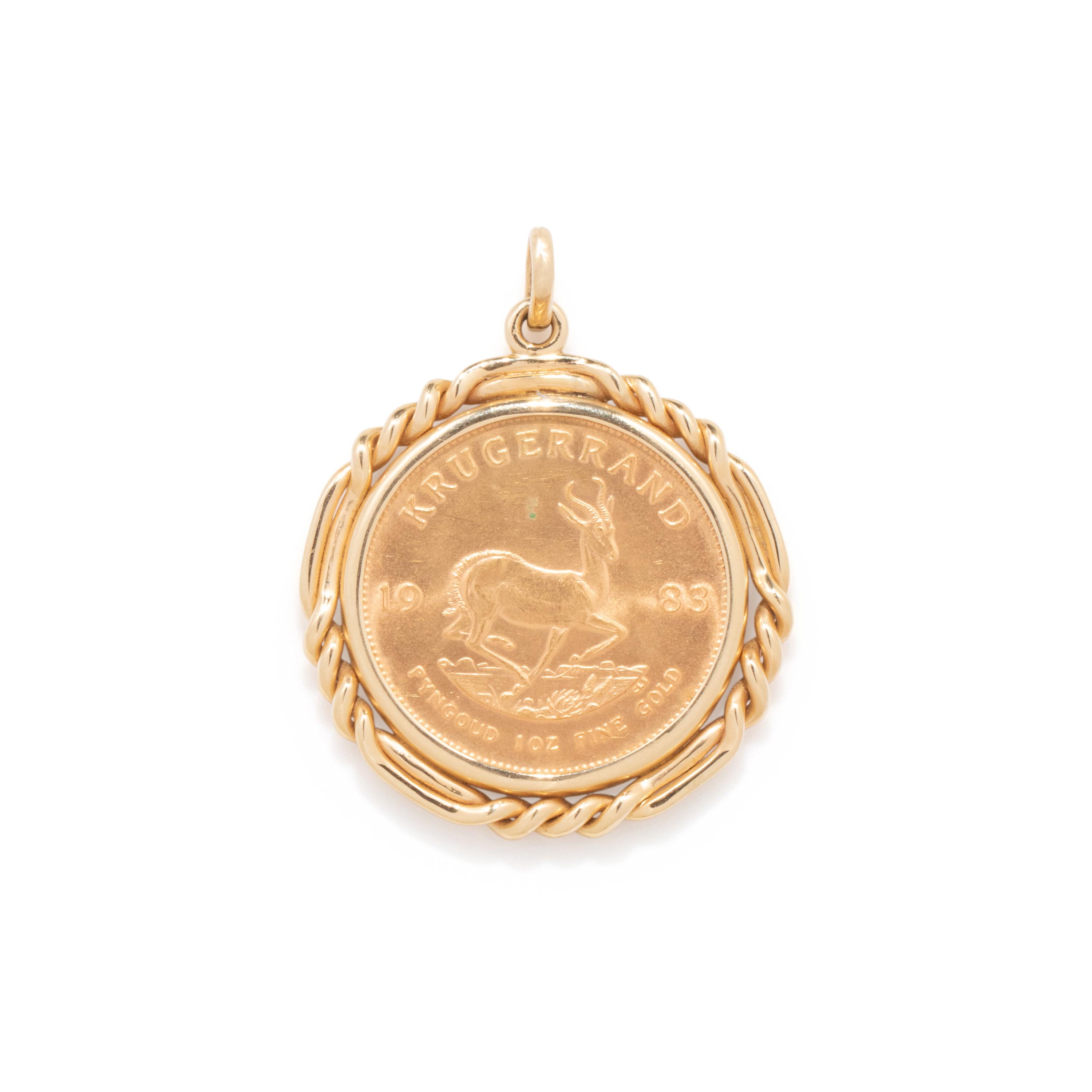 YELLOW GOLD AND KRUGERRAND COIN PENDANT