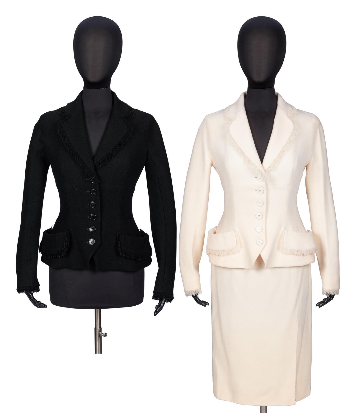 Christian Dior by John Galliano , White Skirt Suit & Black Jacket
