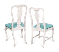 An Assembled Set of Four Gustavian Style Gray-Painted Dining Chairs