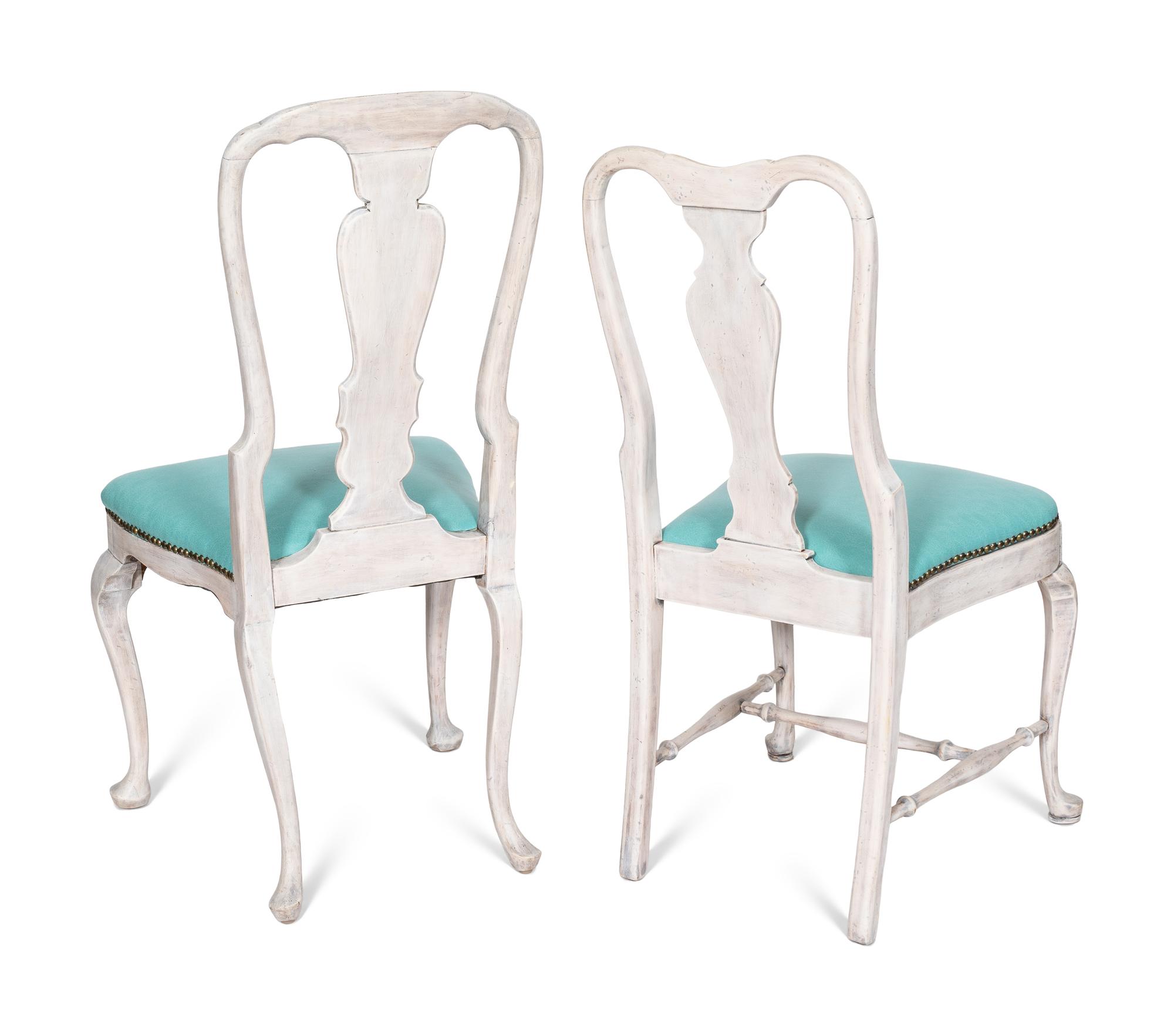 An Assembled Set of Four Gustavian Style Gray-Painted Dining Chairs