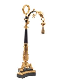 An Empire Gilt and Patinated Bronze Cantilevered Lamp