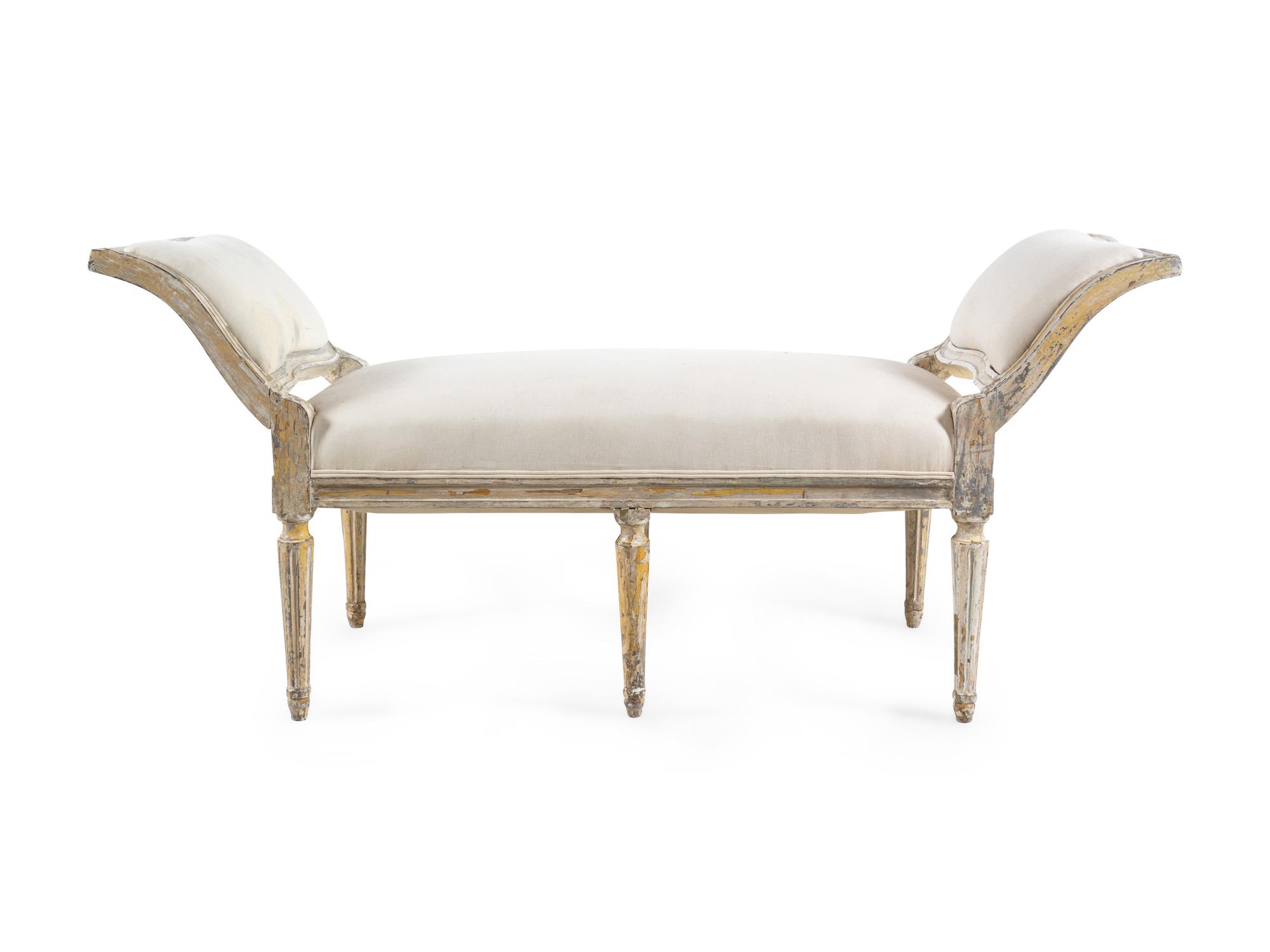A Louis XVI White-Painted Bench