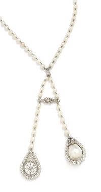An Antique Platinum, Diamond and Natural Pearl Negligee Necklace, 12.80 dwts.