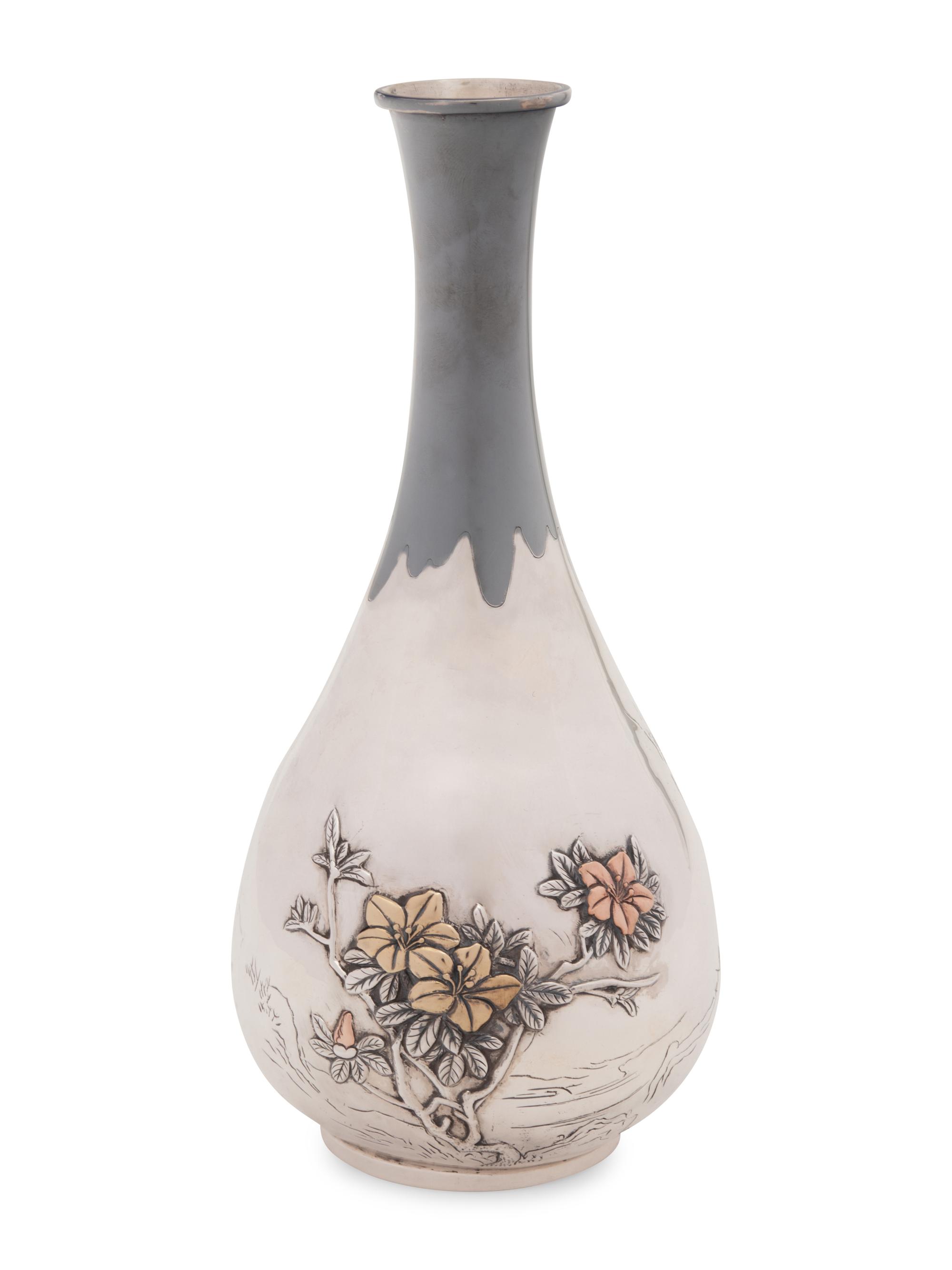 A Japanese Mixed Metal Vase