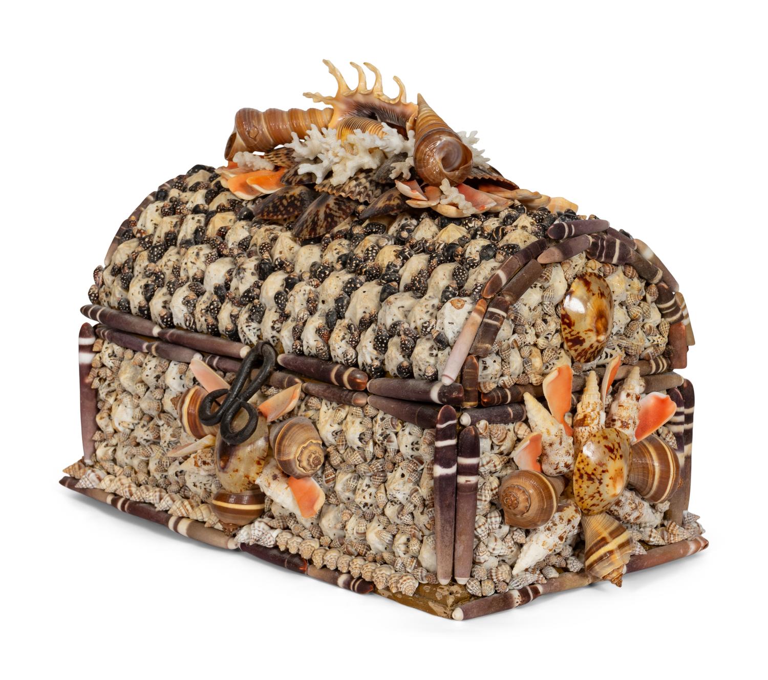 A Grotto Style Shell Encrusted Domed-Top Trunk