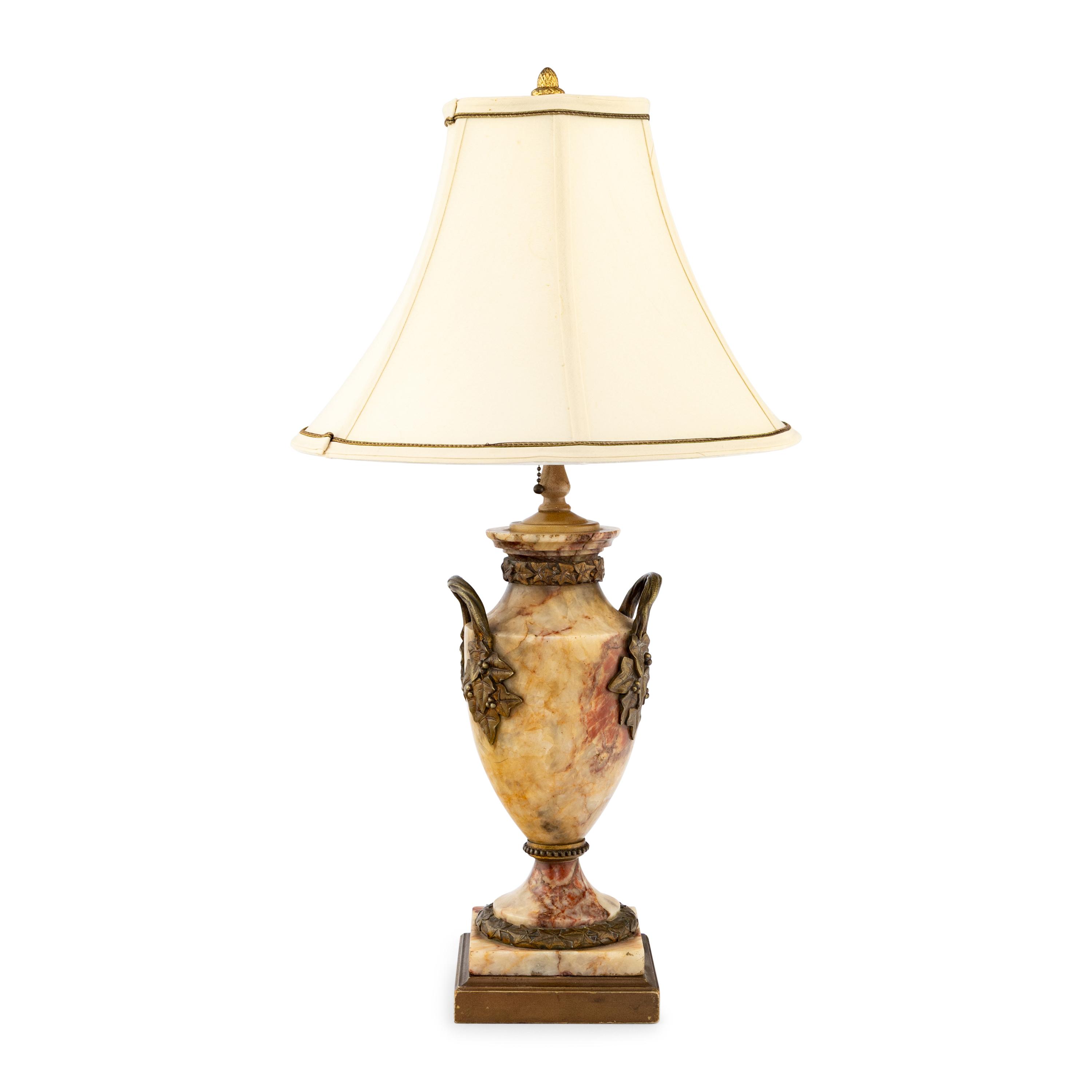 A French Marble and Gilt Bronze Mounted Urn Mounted as a Lamp