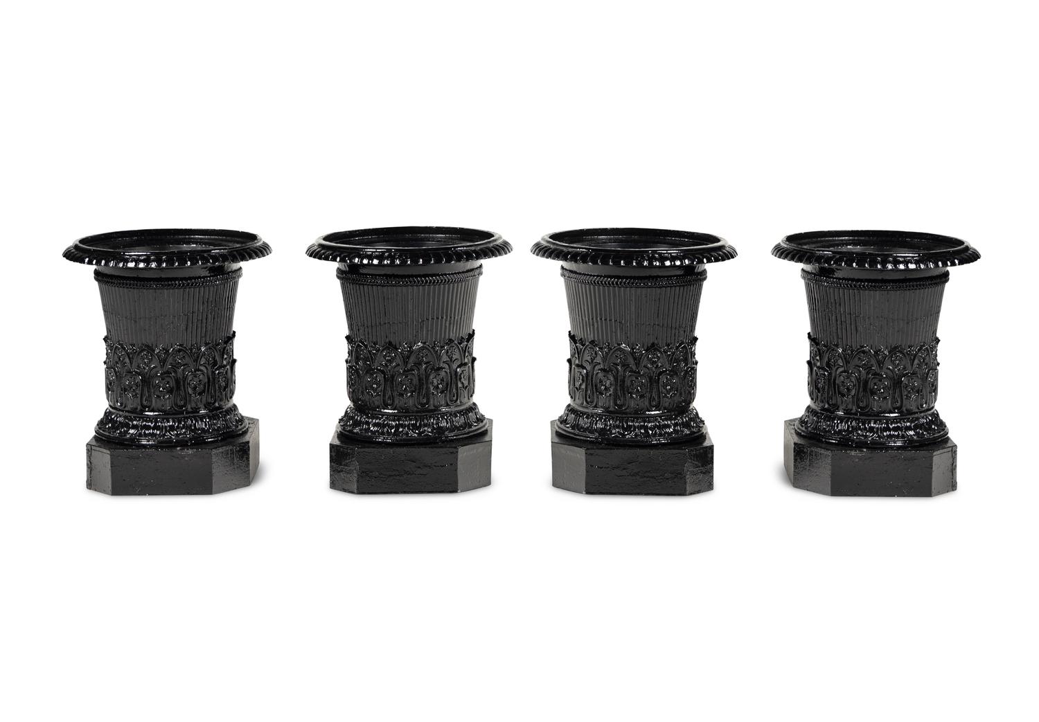 A Set of Four Painted Iron Jardinières