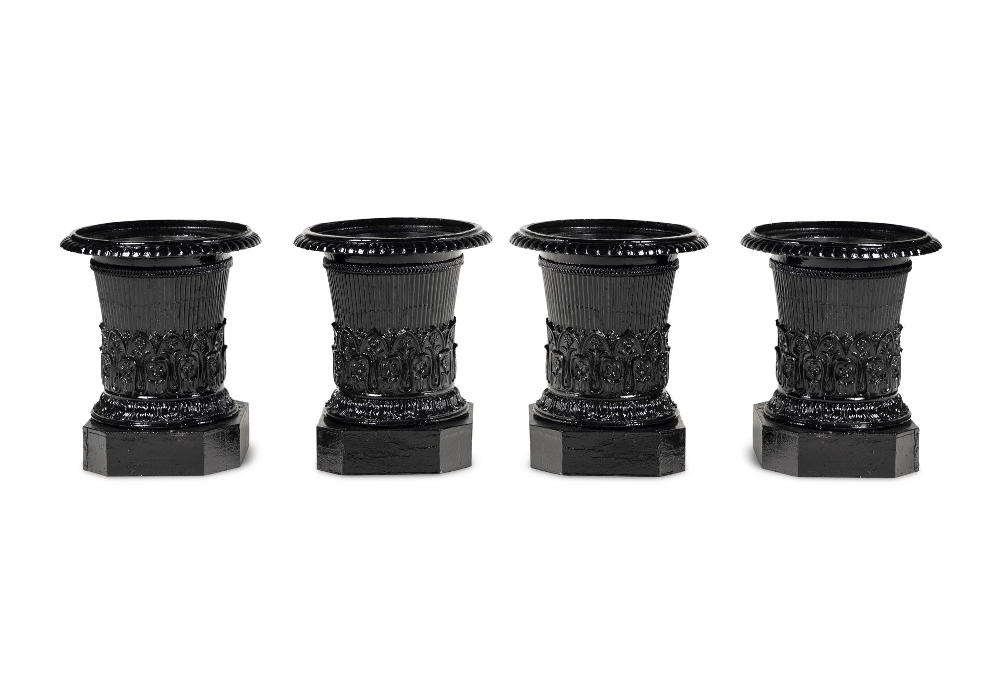 A Set of Four Painted Iron Jardinières