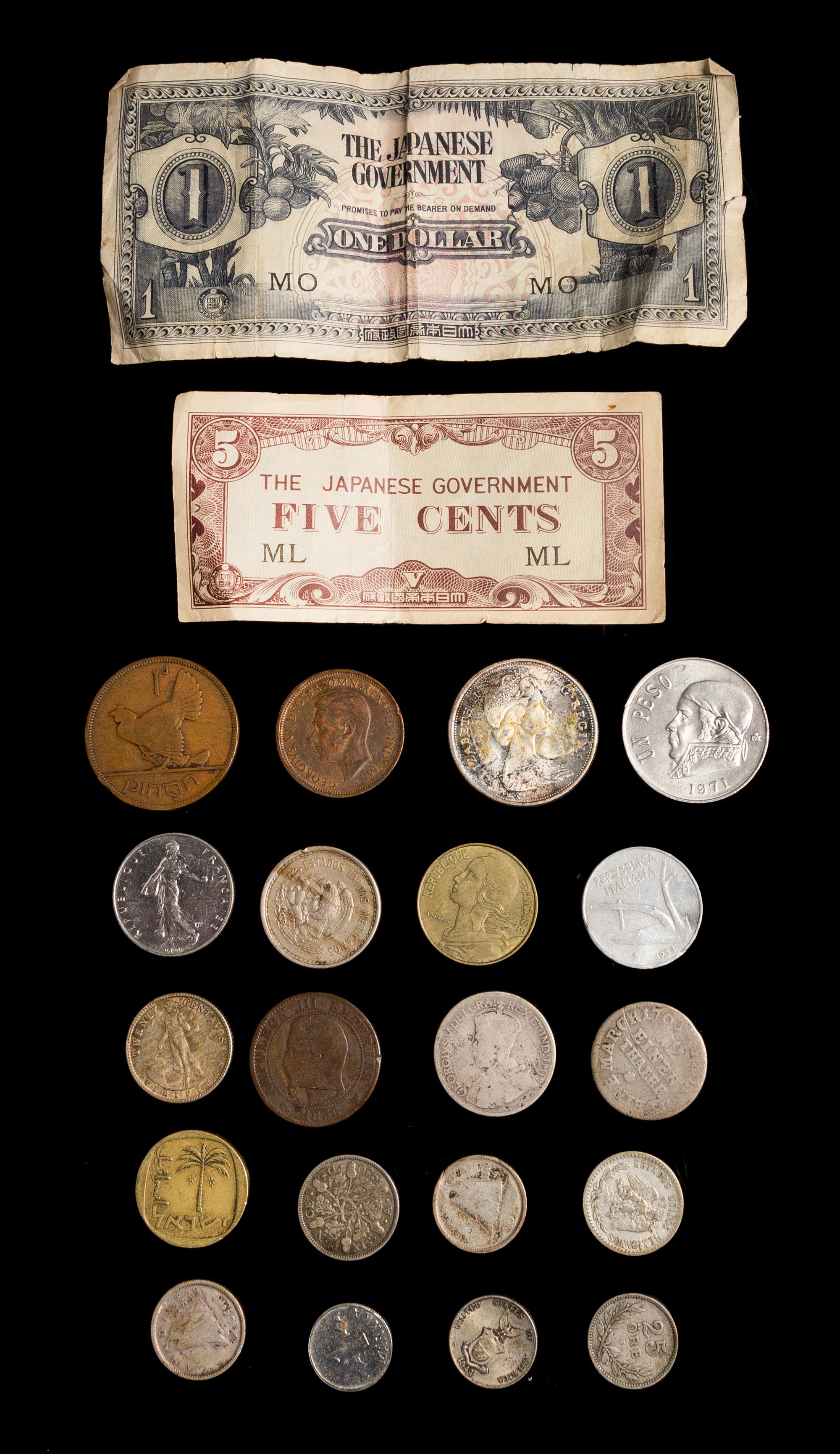 A Collection of Interntaional Coins and Paper Money