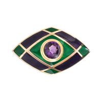 DE VROOMEN, AMETHYST AND ENAMEL BROOCH