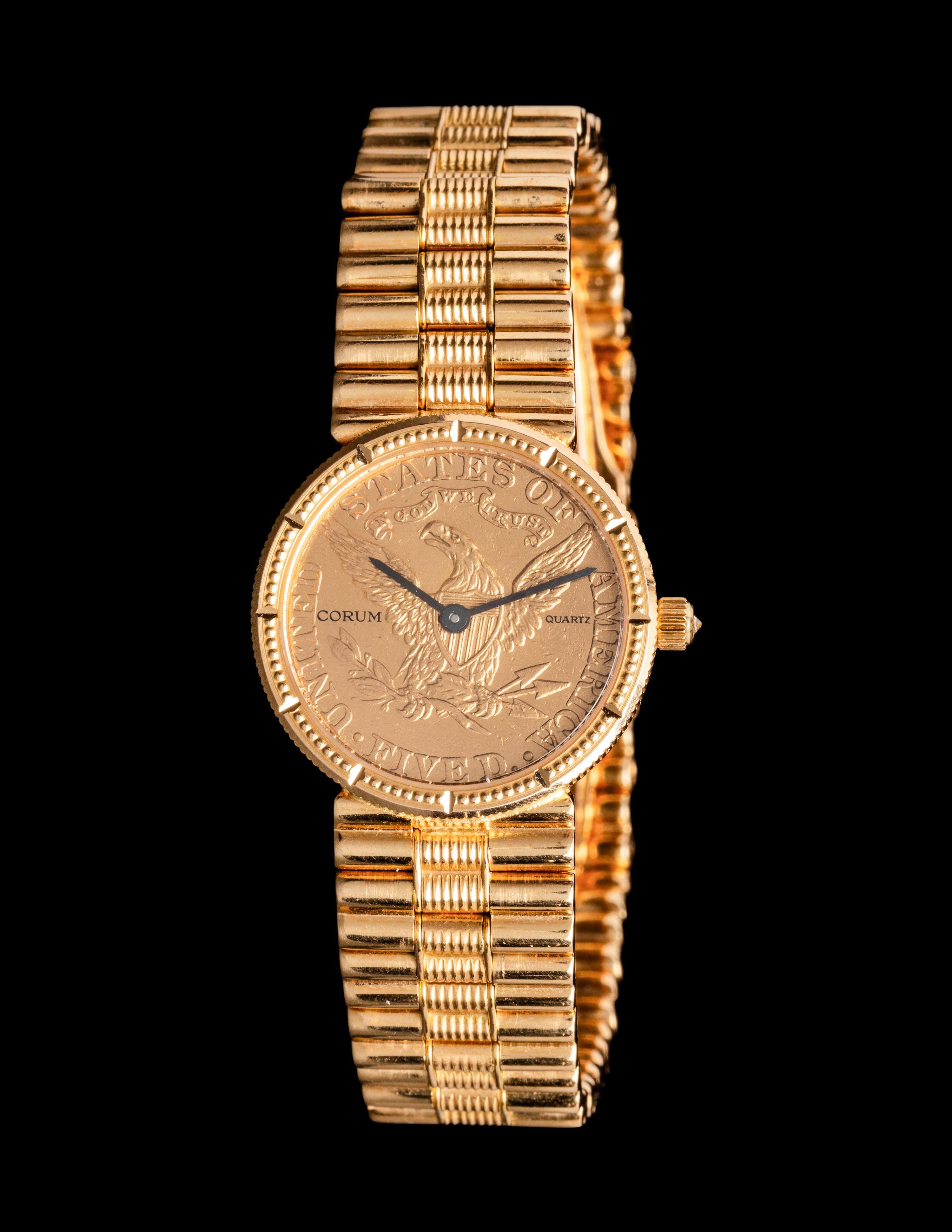 CORUM, 18K YELLOW GOLD US $5 COIN WATCH