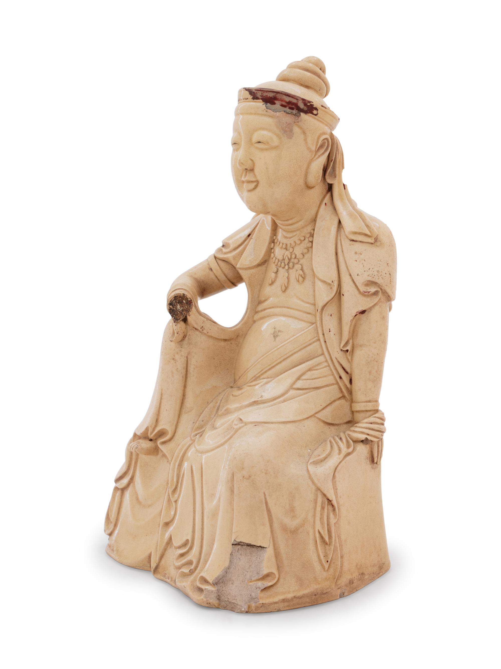 A Chinese White Glazed Porcelain Figure of Guanyin