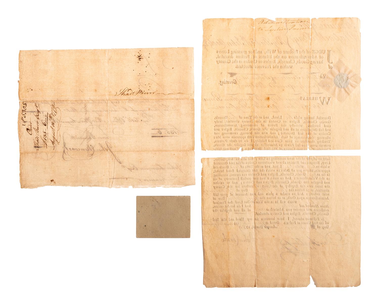 [COLONIAL AND REVOLUTIONARY WAR] Lot of 3 documents and clipped signature of General Henry Knox.