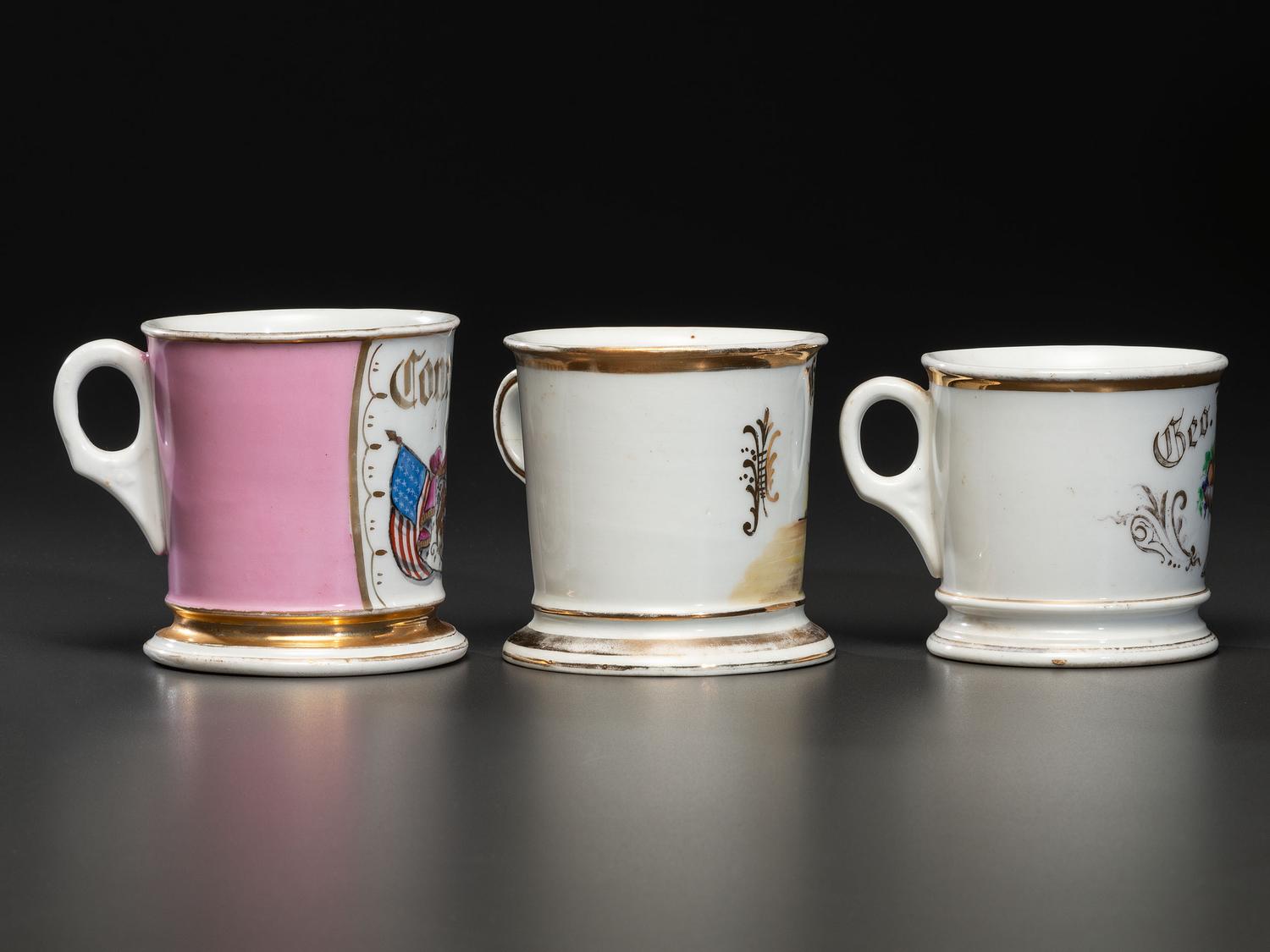 Three Porcelain Shaving Mugs