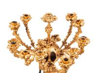 A Pair of French Japonesque Gilt and Patinated Bronze Thirteen-Light Candelabra