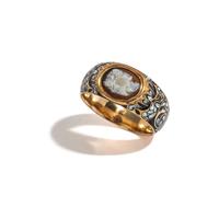 GEORGIAN, YELLOW GOLD, HARDSTONE AND ENAMEL CAMEO RING