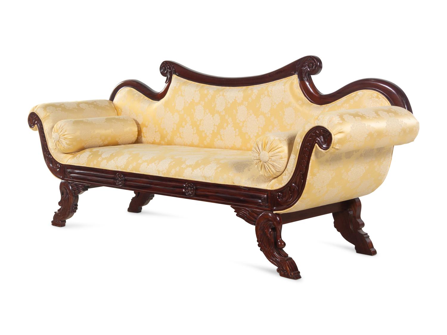 A Classical Style Carved Mahogany Swan-Foot Sofa