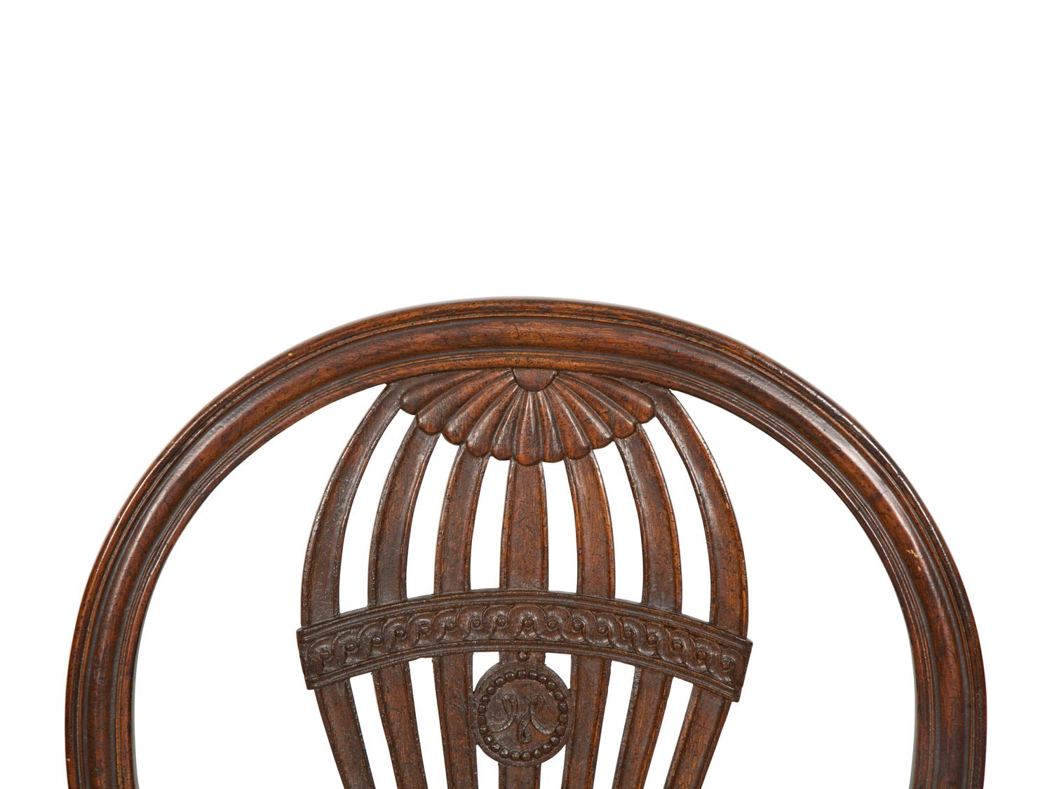 A Set of Four Louis XVI Style Mahogany "Montgolfière" Armchairs
