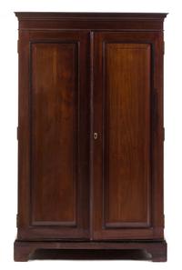 A George III Style Mahogany Armoire Height 67 1/4 x width 42 x depth 24 inches. — LIKELY FIRST HALF 20TH CENTURY