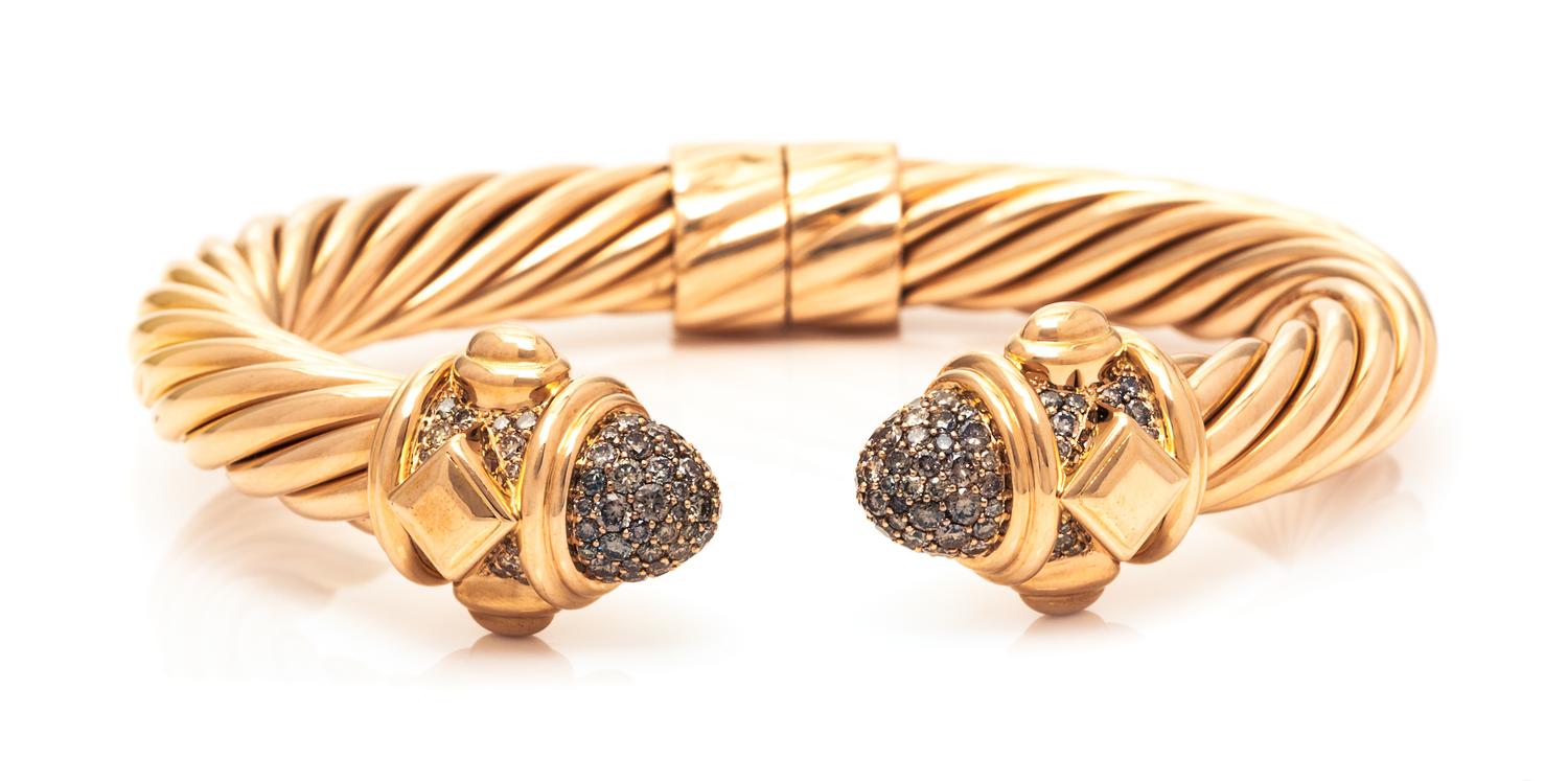 An 18 Karat Rose Gold and Diamond "Renaissance" Cuff Bracelet, David Yurman, 33.90 dwts.